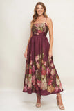 SECRET GARDEN ROMANCE BURGUNDY MAXI DRESS FINAL SALE