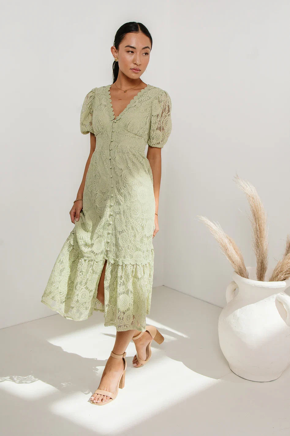 Rowan Lace Dress in Sage FINAL SALE