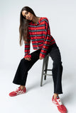 Mariah Striped Cardigan in Red FINAL SALE