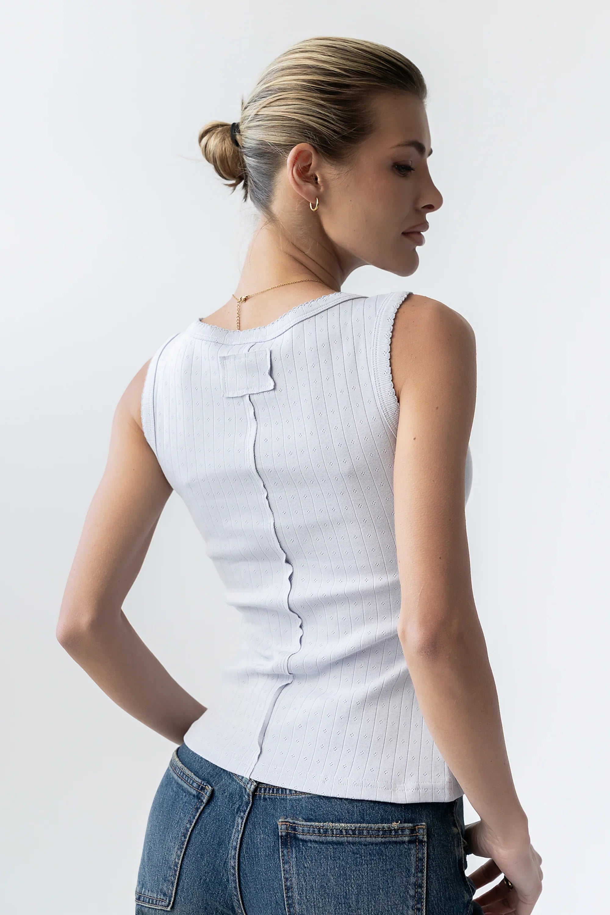 Apollo Knit Tank Top in Light Blue
