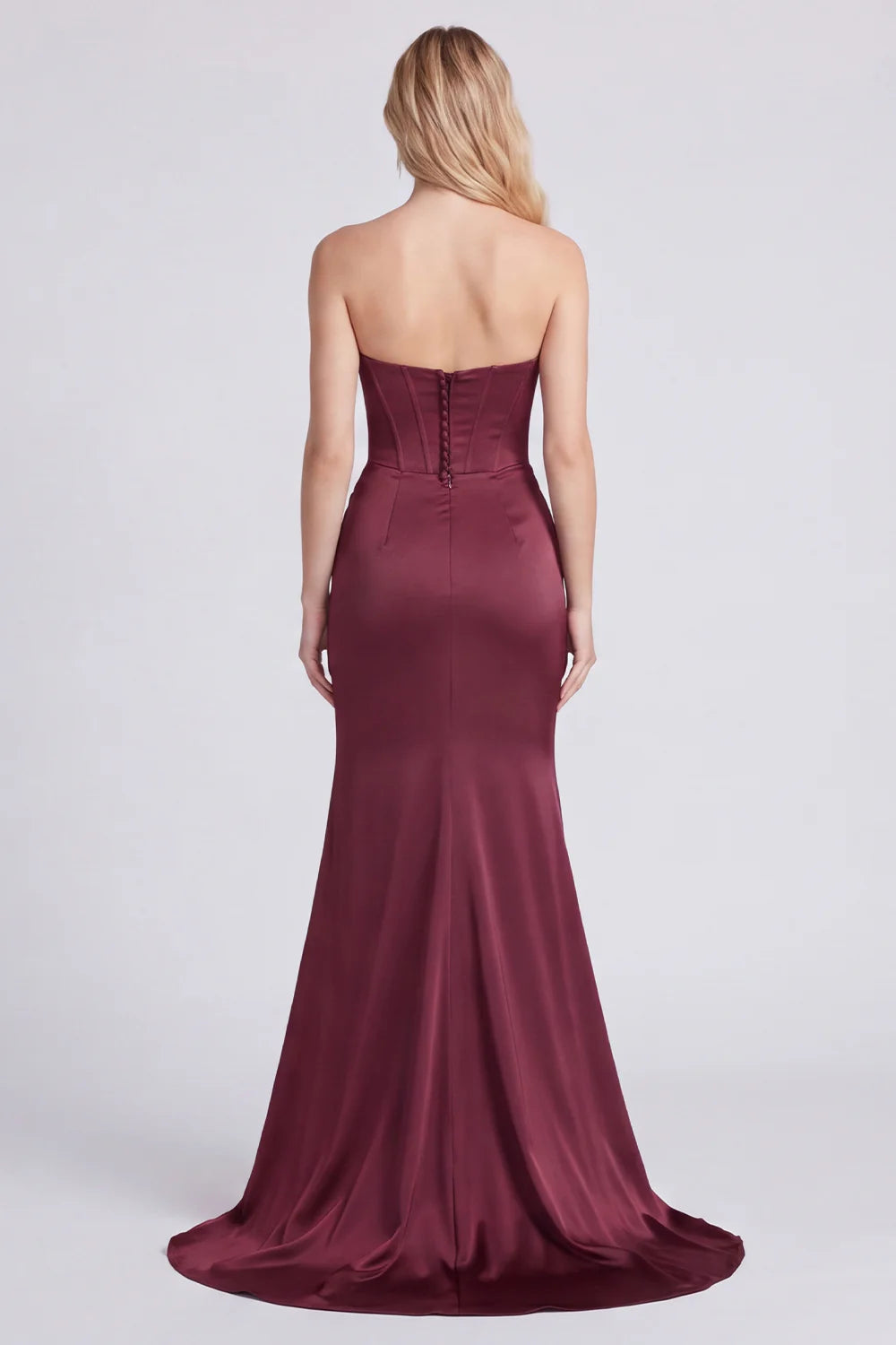 Sweetheart Burgundy Ruched Corset Mermaid Formal Dress