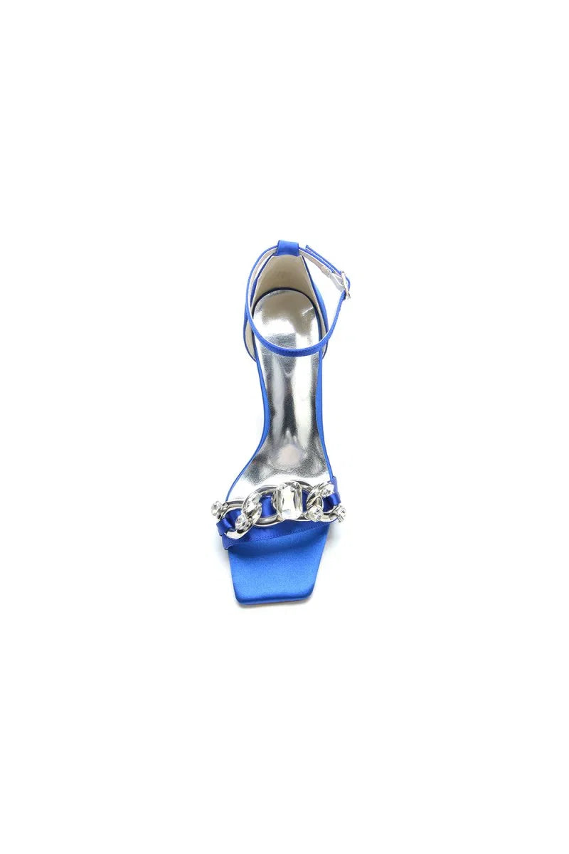 Buckle Strap Chain Square Open Toe Chunky Heels