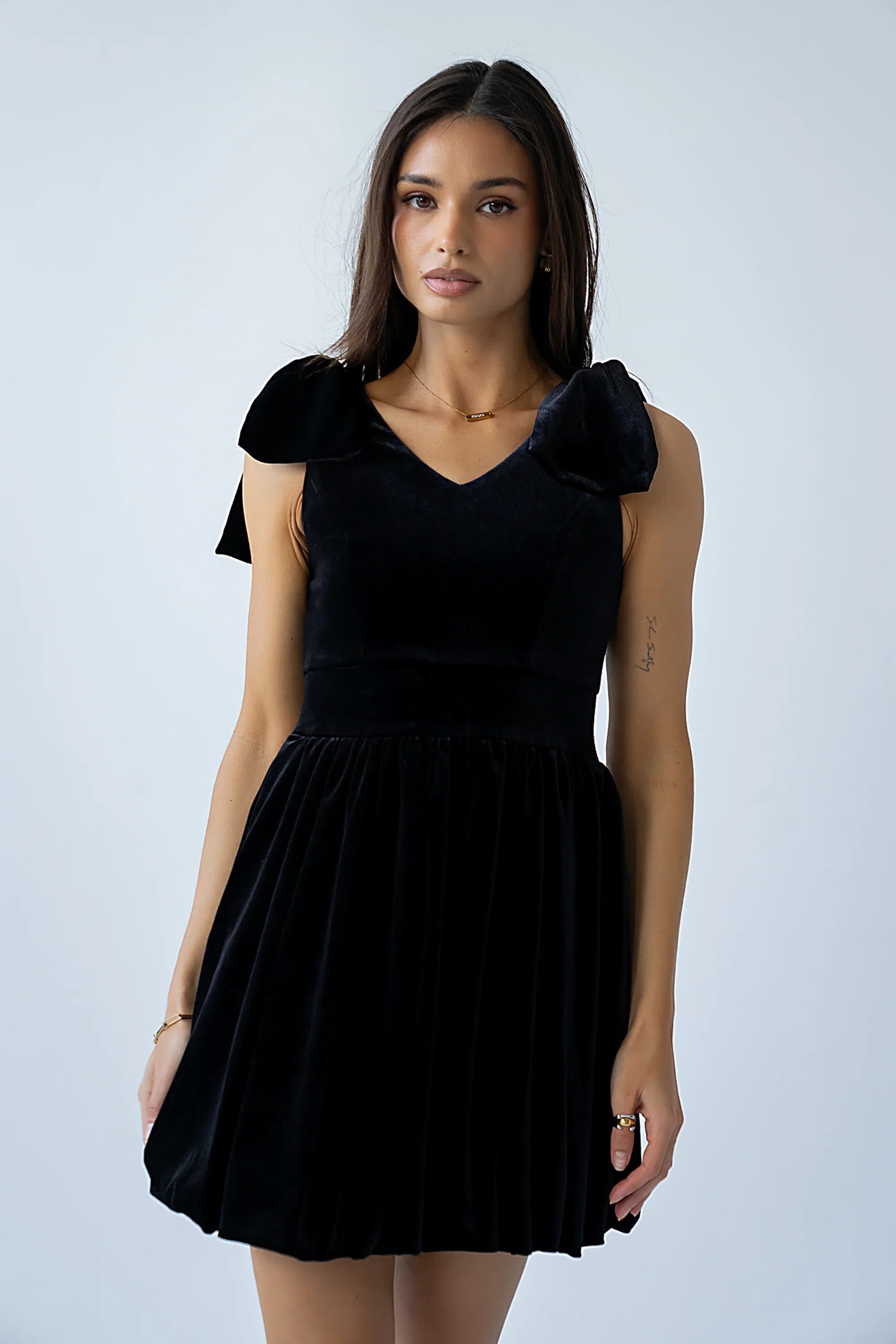 Liora Velvet Mini Dress in Black