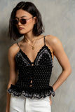 Keira Smocked Tank Top in Black