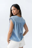 Maisey Embroidered Top in Blue