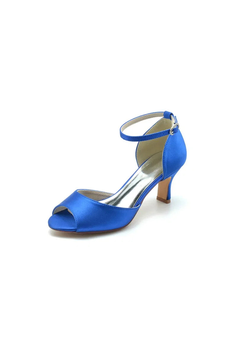 Peep Toe One strap Buckle Chunky Heel Pumps