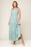 OCEAN BREEZES DUSTY TEAL MAXI DRESS