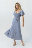 Renley Plaid Midi Dress in Navy