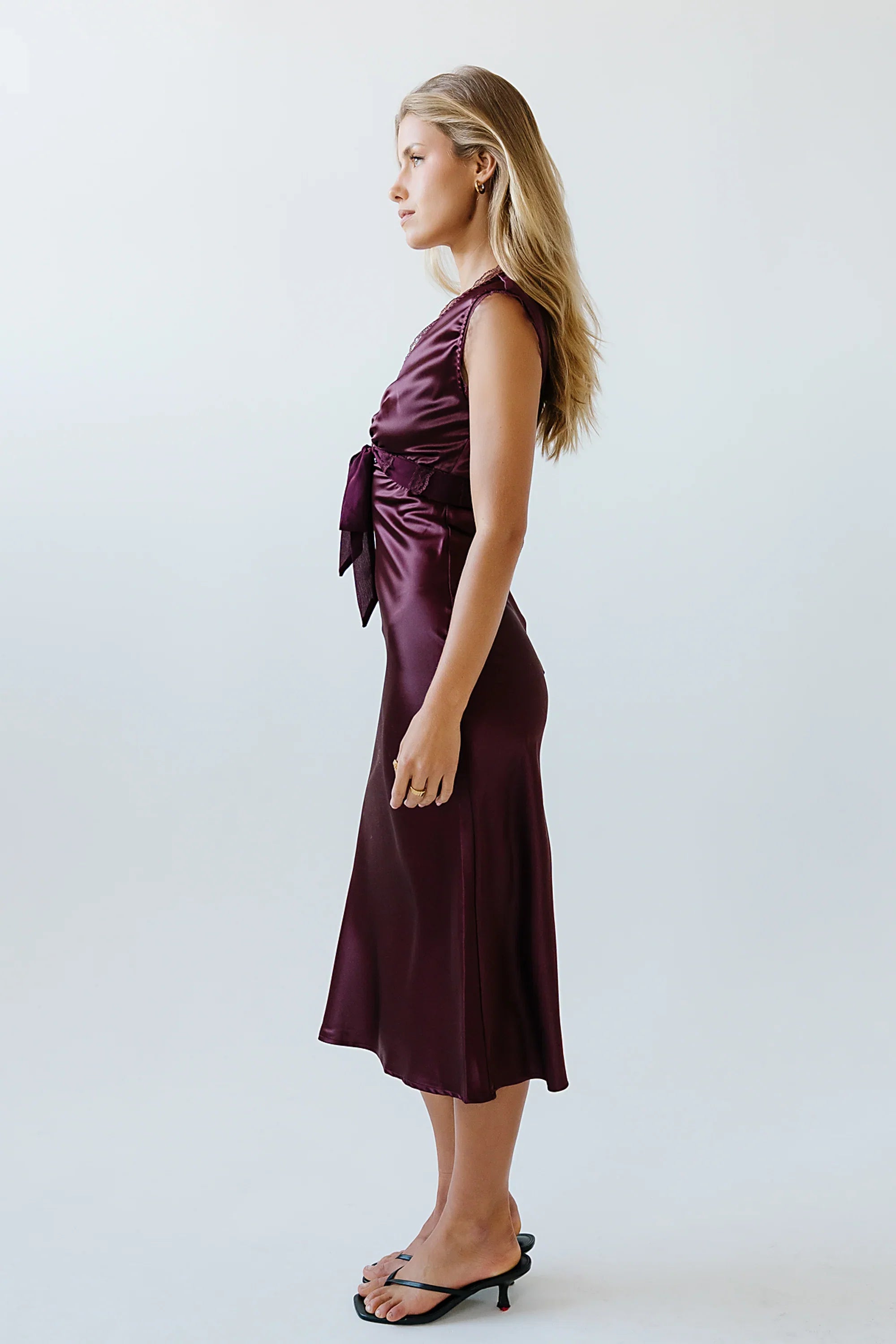 Riley Lace Trim Maxi Dress in Burgundy FINAL SALE