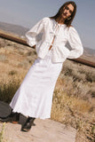 Maggie Peplum Tie Blouse in White FINAL SALE