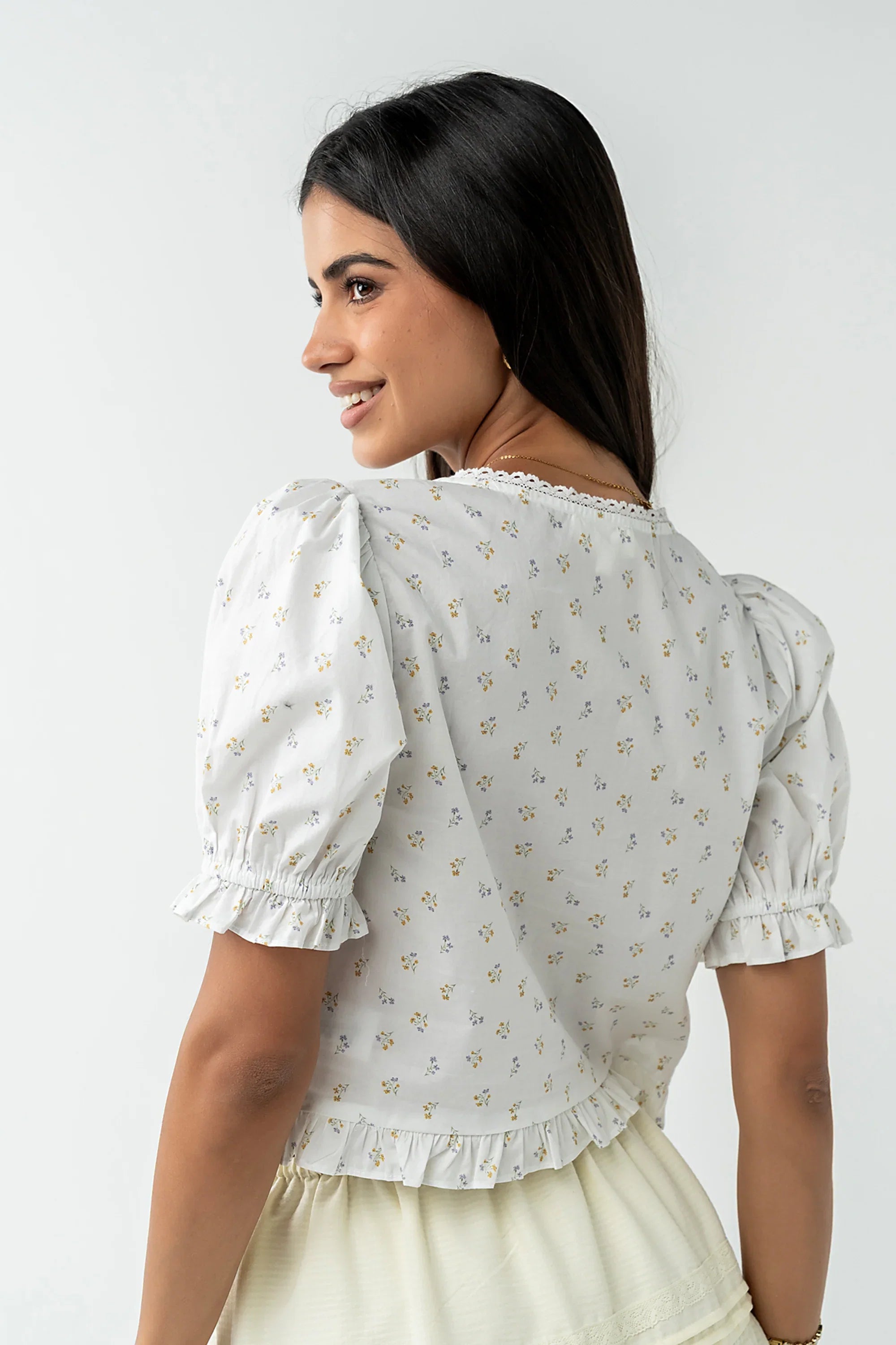 Tracie Floral Blouse in White