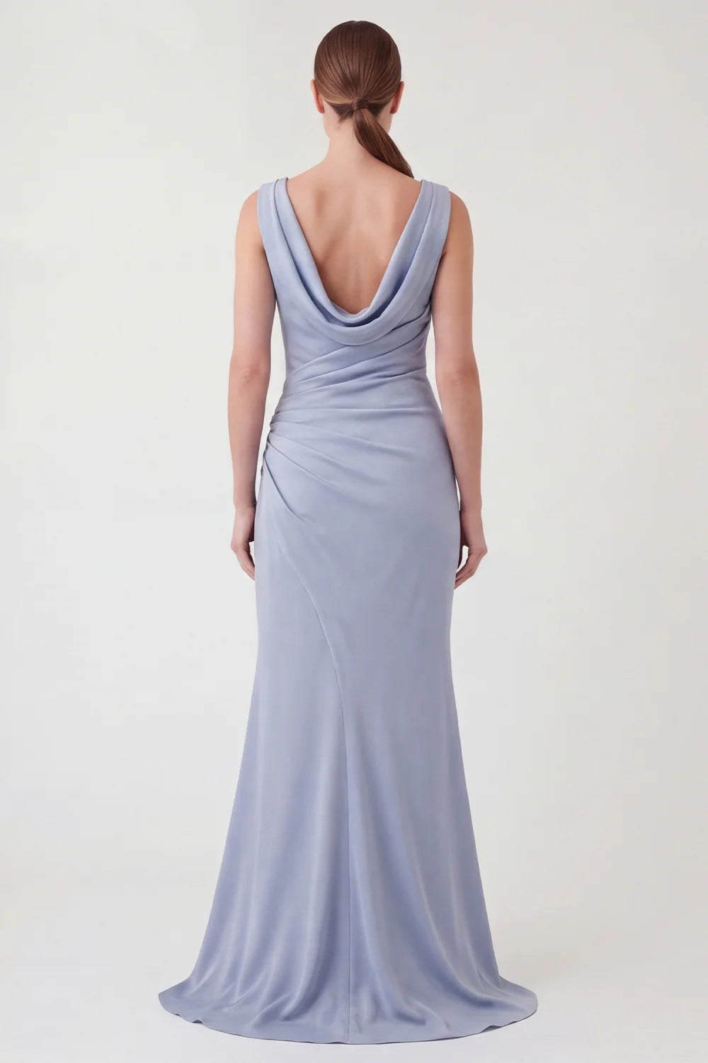 Light Blue Cowl Neck Mermaid Mother of the Bride Dress