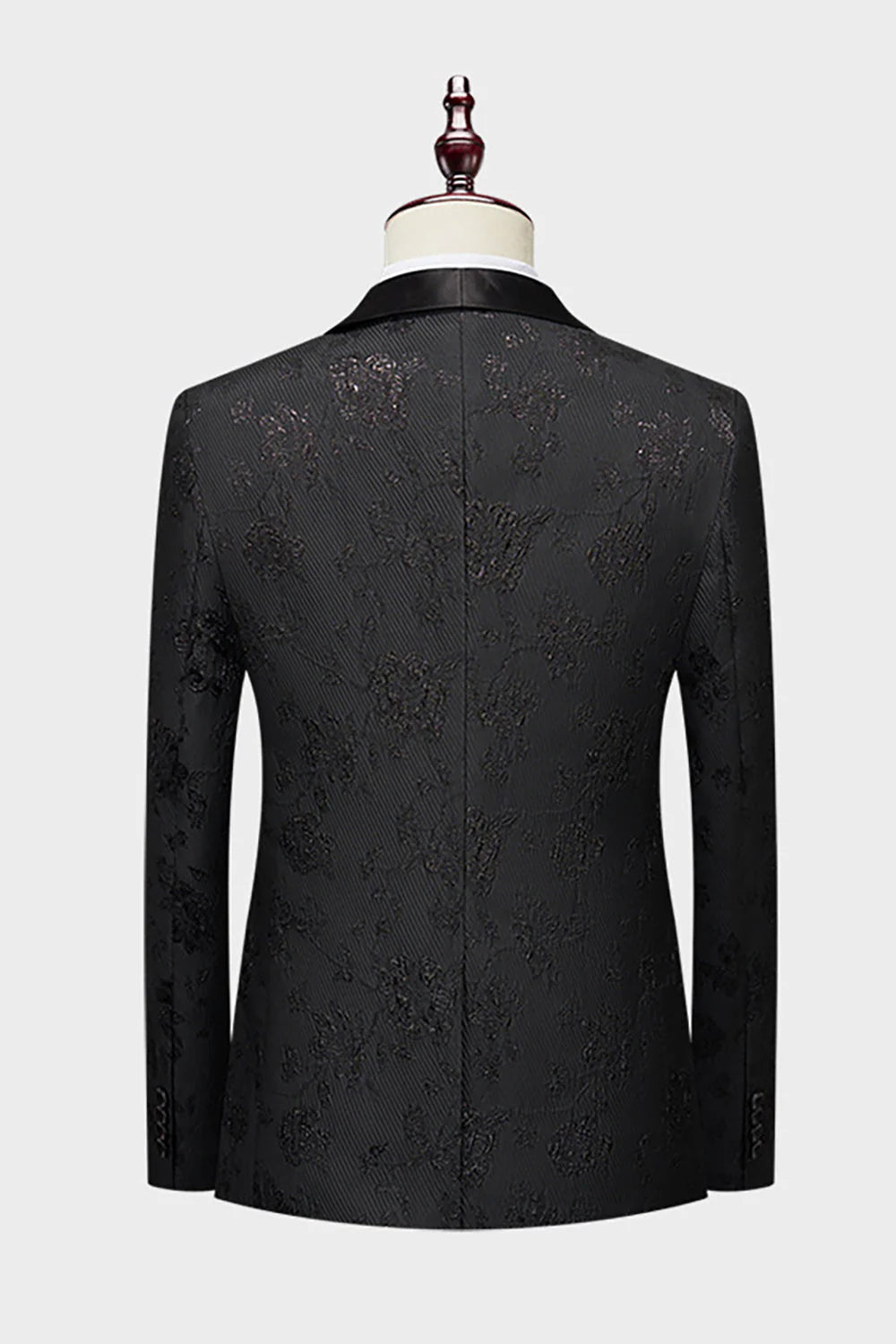 Mens Pink Silm Fit Shawl Lapel Jacquard 2 Pieces Wedding Suits