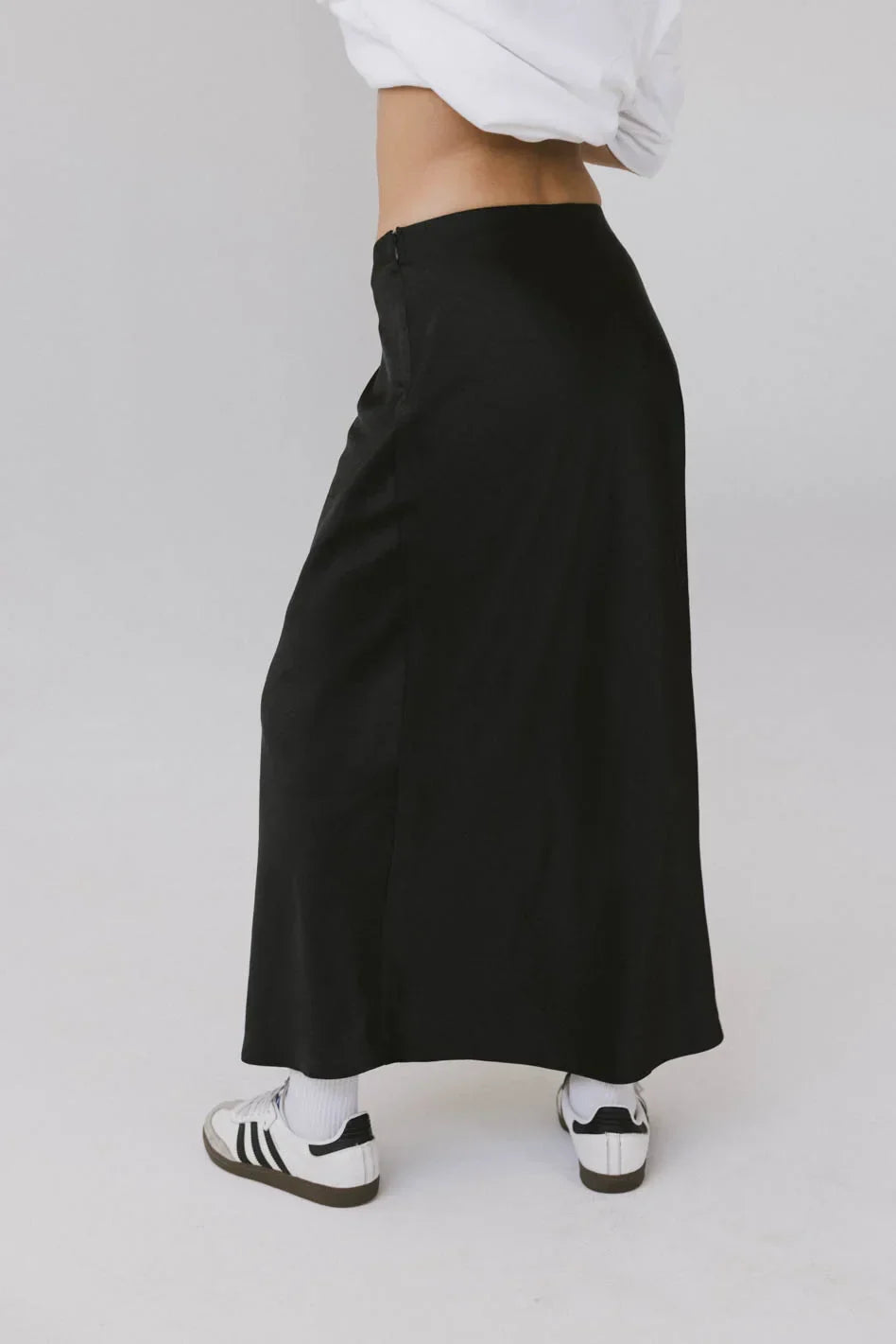 Preston Satin Skirt in Black FINAL SALE