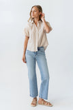 London Striped Button Up in Peach