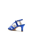 Royal Blue Cross Strap Pump with Elegant Silver Buckle
