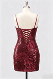Grey Corset Bodycon Sequin Short Homecoming Dress