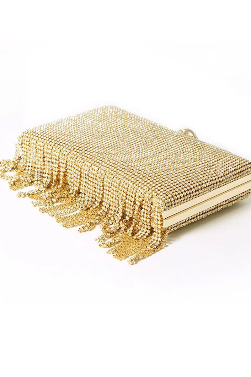 Tassels Golden Exquisite Square Party Handbag