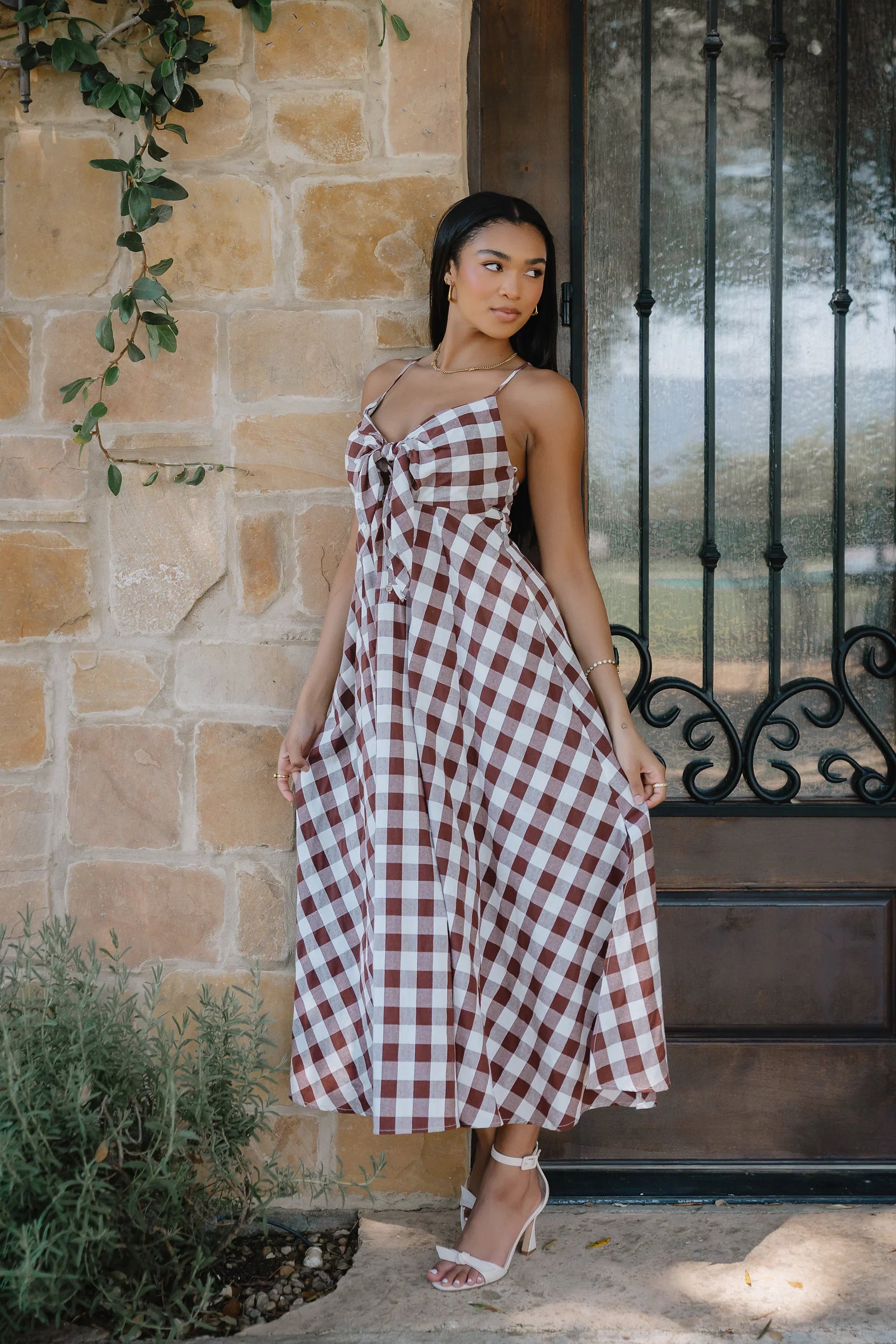 Mayzie Gingham Maxi Dress