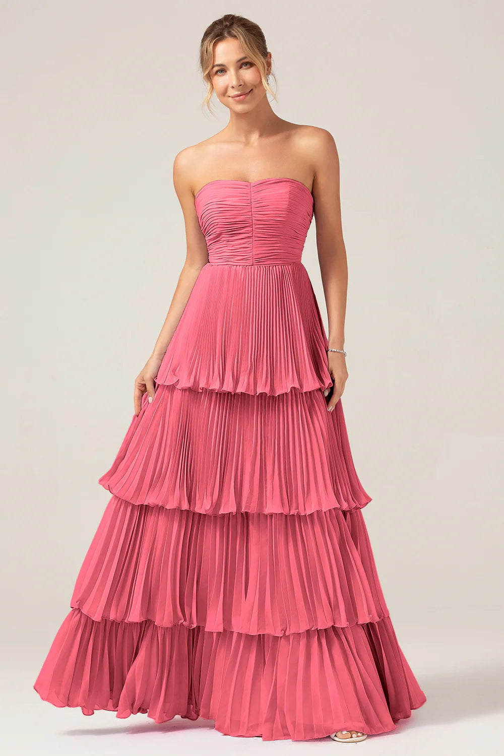 Dusty Sage A Line Sweetheart Tiered Chiffon Floor Length Dress