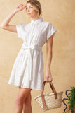 FEEL THE VIBE WOVEN MINI DRESS