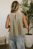 Ida Pleated Blouse in Olive FINAL SALE