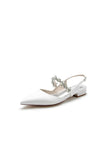 Crystal Strap Pointed Toe Low Heels