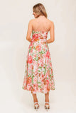 DAWN STRAPLESS MIDI DRESS PINK FLORAL
