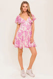 ROMANTIC WALKS FLUTTER SLEEVE MINI DRESS PINK