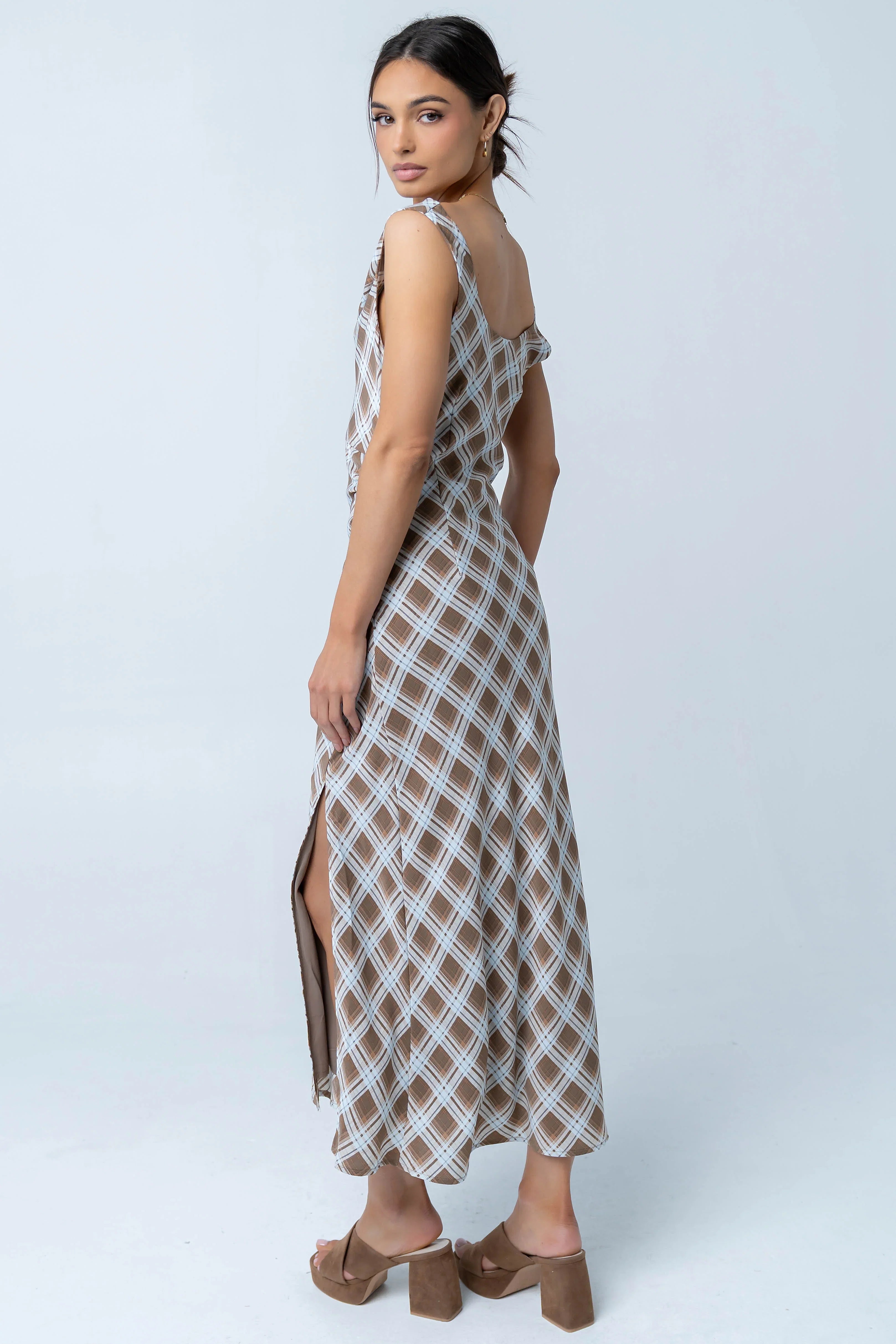 Renae Plaid Maxi Dress