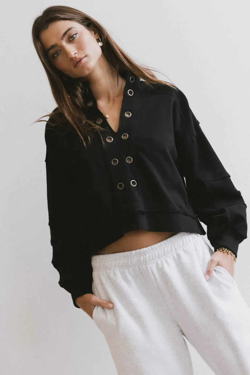 Maxfield Grommet Top in Black FINAL SALE