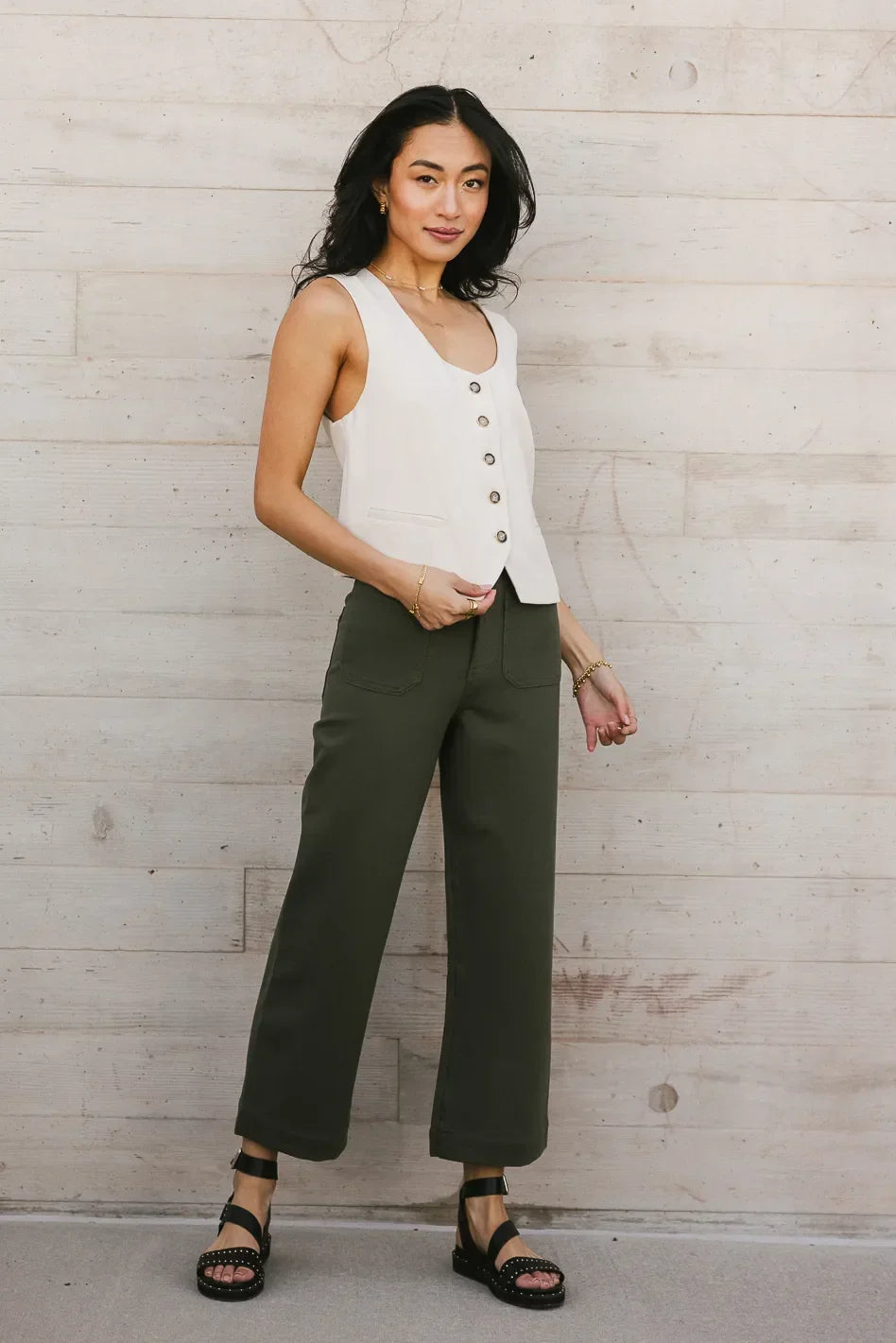 Sadie Wide Leg Pants in Olive FINAL SALE