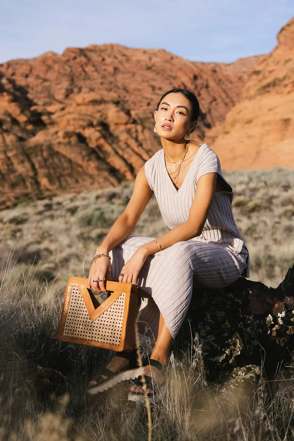 Meilani Ribbed Sweater Vest in Taupe FINAL SALE