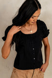 Payton Button Front Blouse in Black FINAL SALE