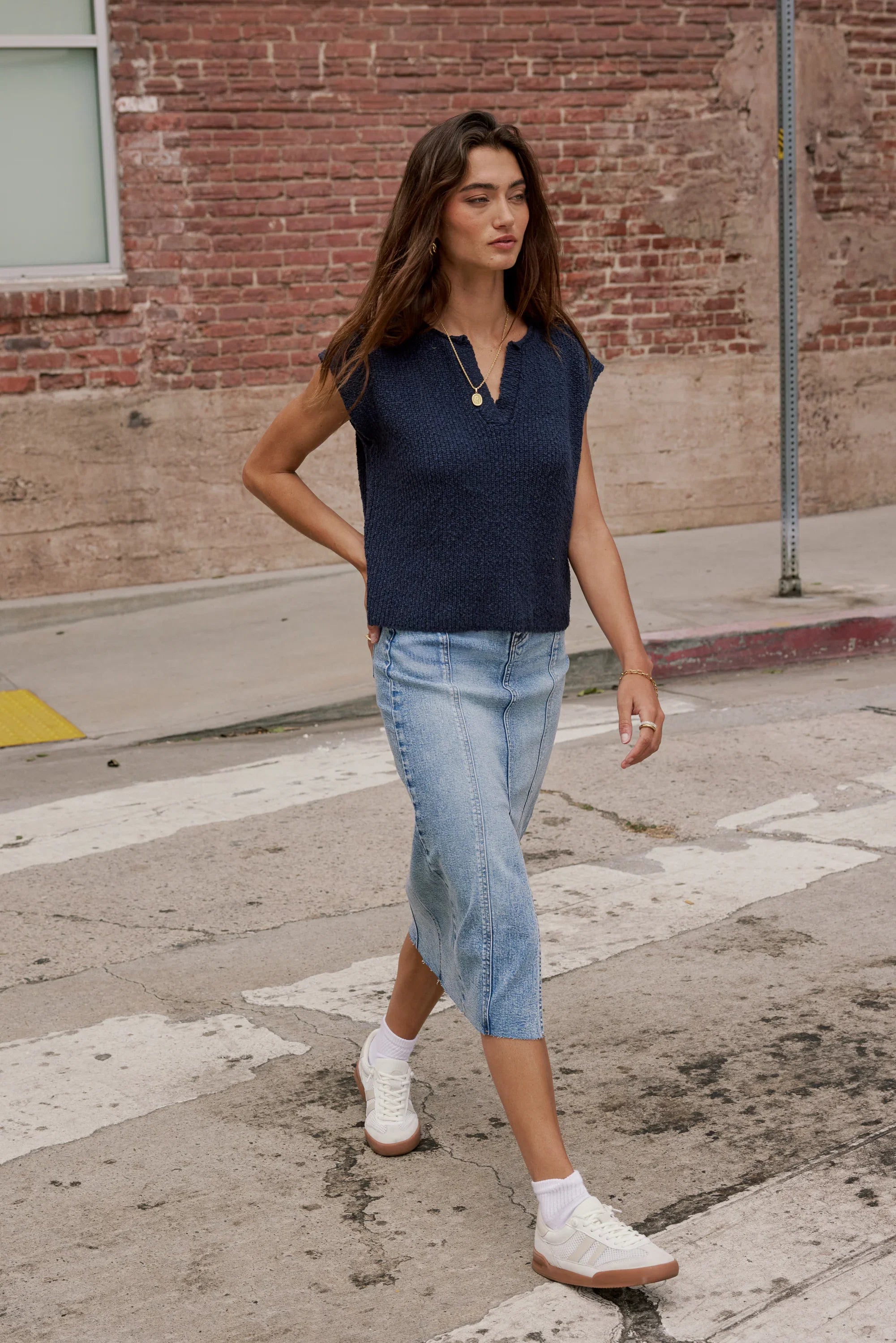 Aliza Denim Midi Skirt