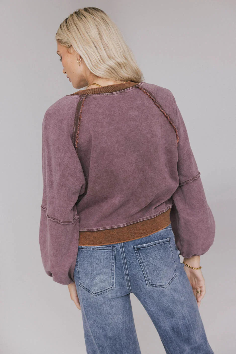 Porter Distressed Crewneck in Berry FINAL SALE