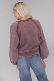 Porter Distressed Crewneck in Berry FINAL SALE