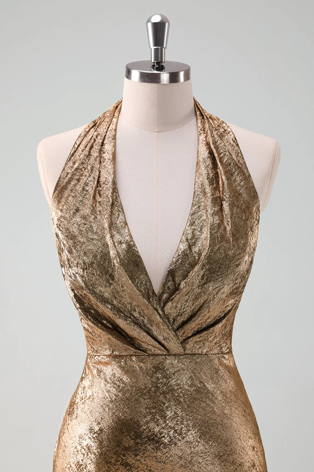 Golden Mermaid Halter Neck Midi Cocktail Dress