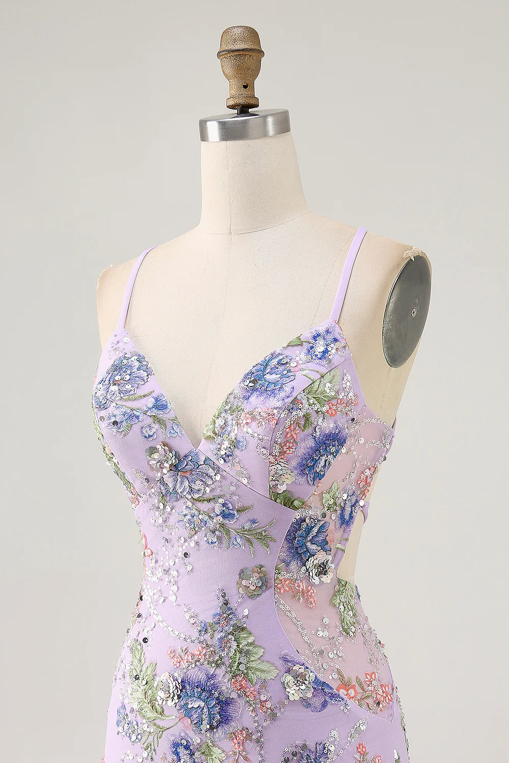 Peacock Floral Tight Spaghetti Straps Short Homecoming Dress with Sequins