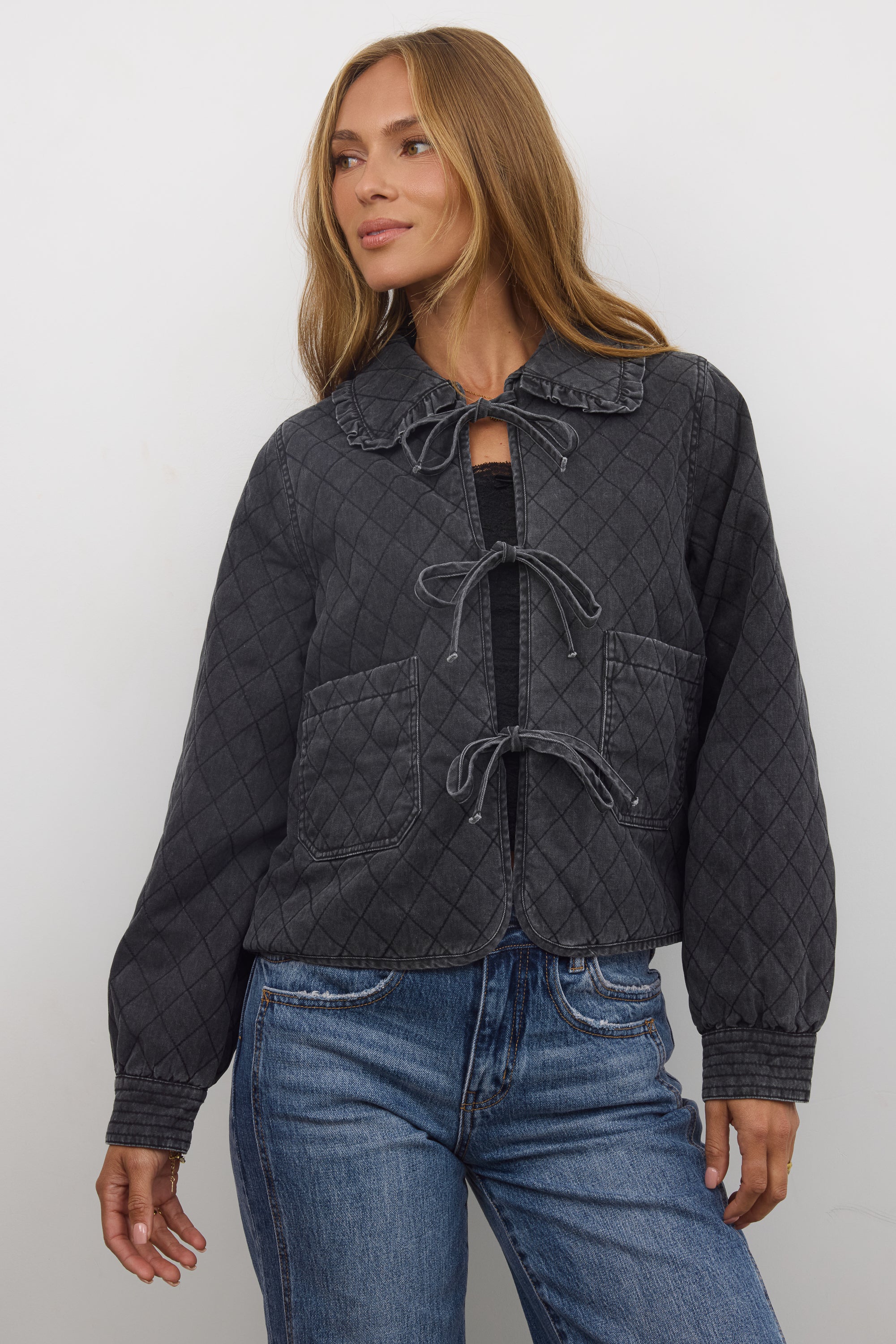 Tammy Collared Jacket in Faded Black FINAL SALE