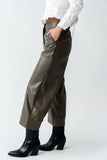 Ulani Vegan Leather Pants in Olive FINAL SALE