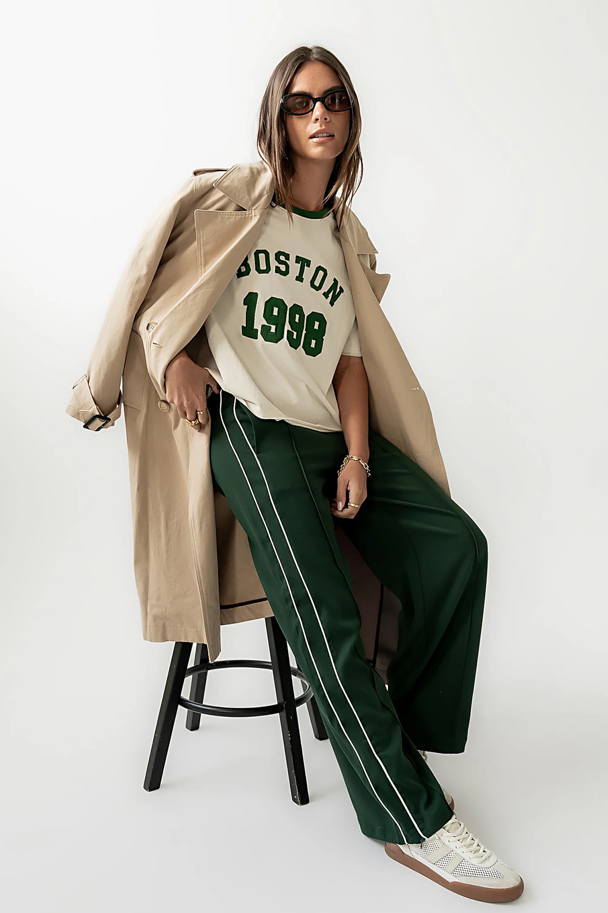Emily Striped Wide Leg Pants in Green