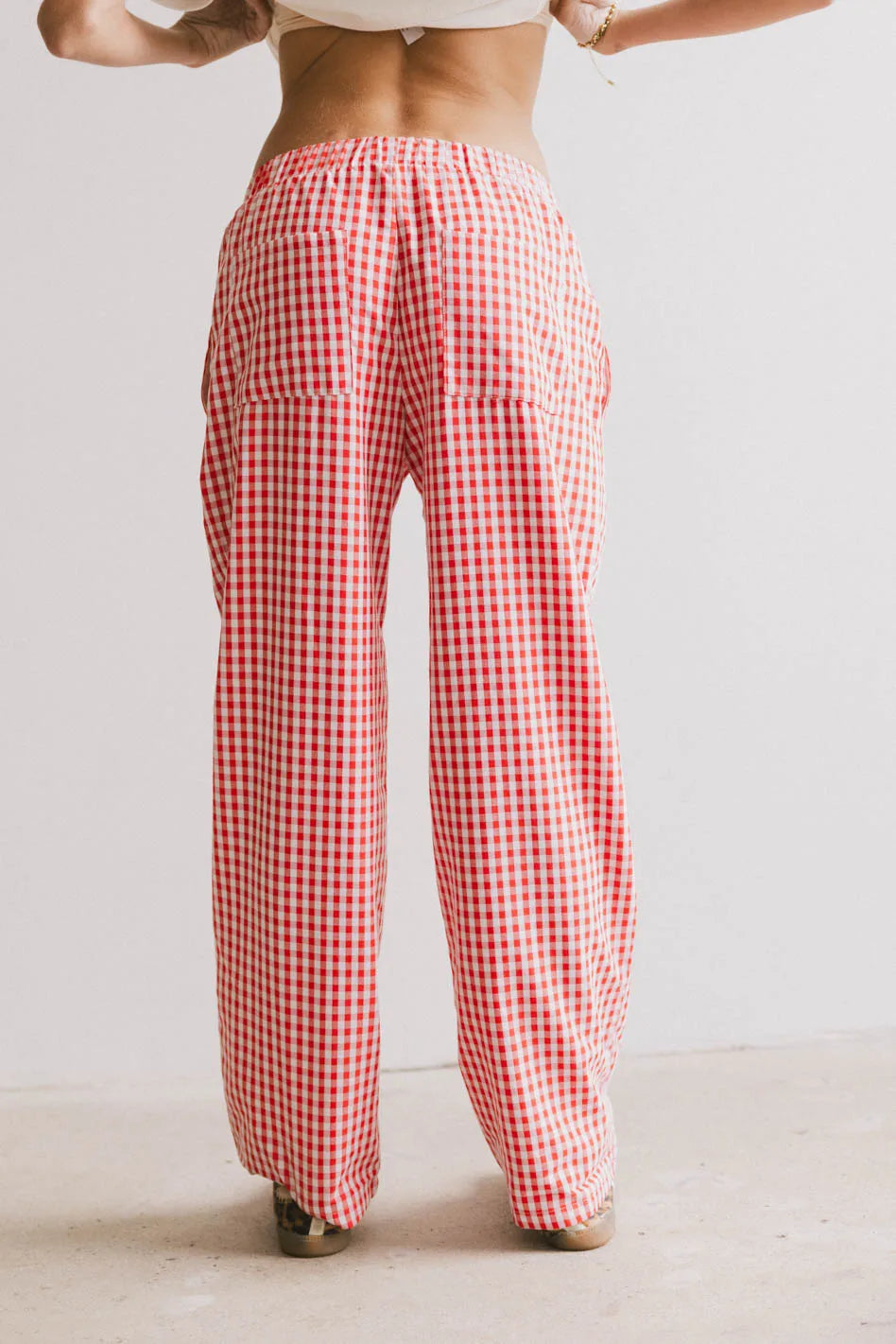 Romero Gingham Pants in Red FINAL SALE