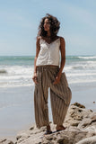 Colleen Striped Baggy Pants in Khaki