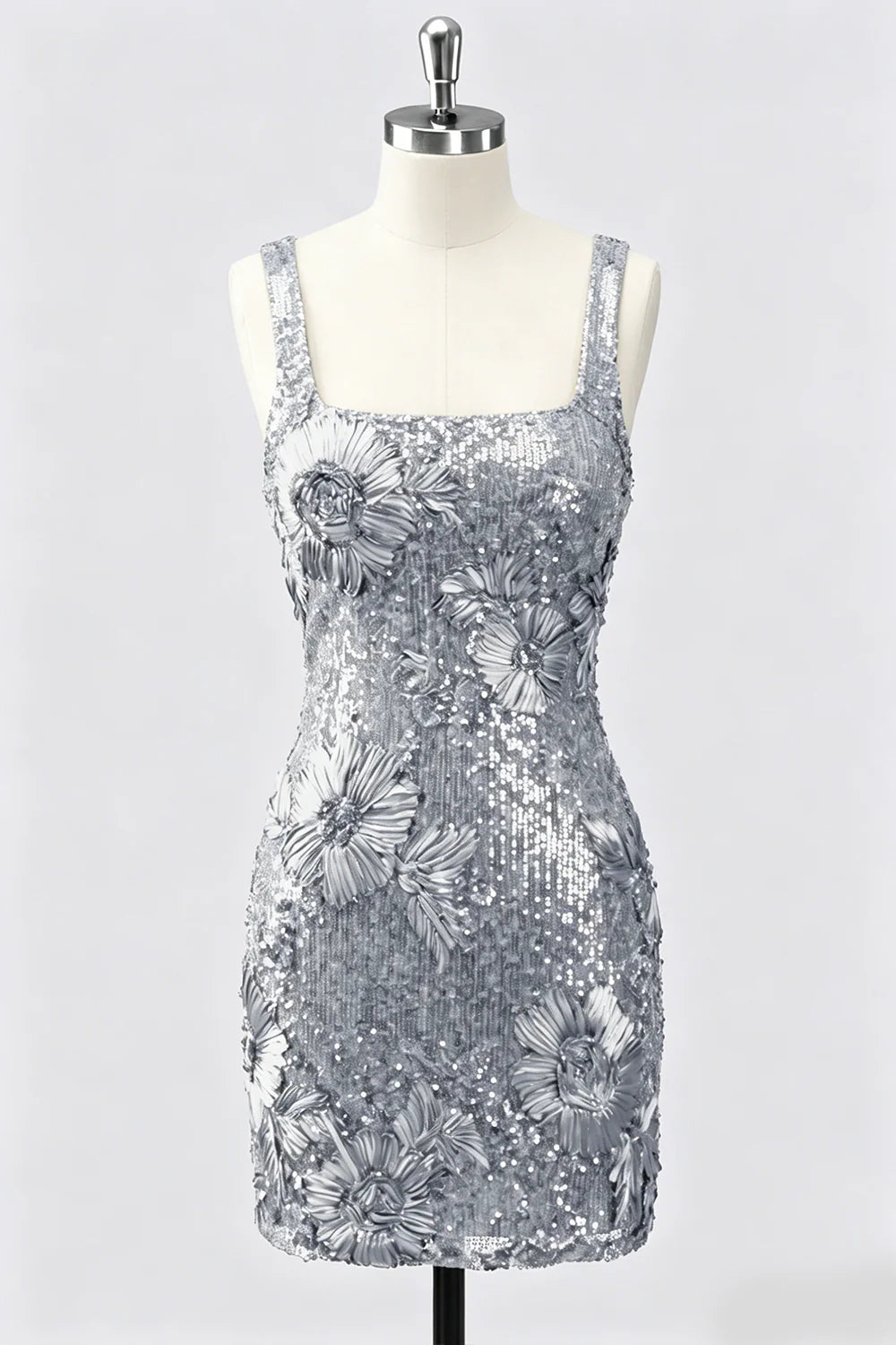 Burgundy Square Neck Bodycon Sequin Homecoming Dress