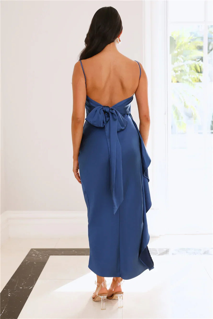 Tamera Satin Maxi Dress Navy
