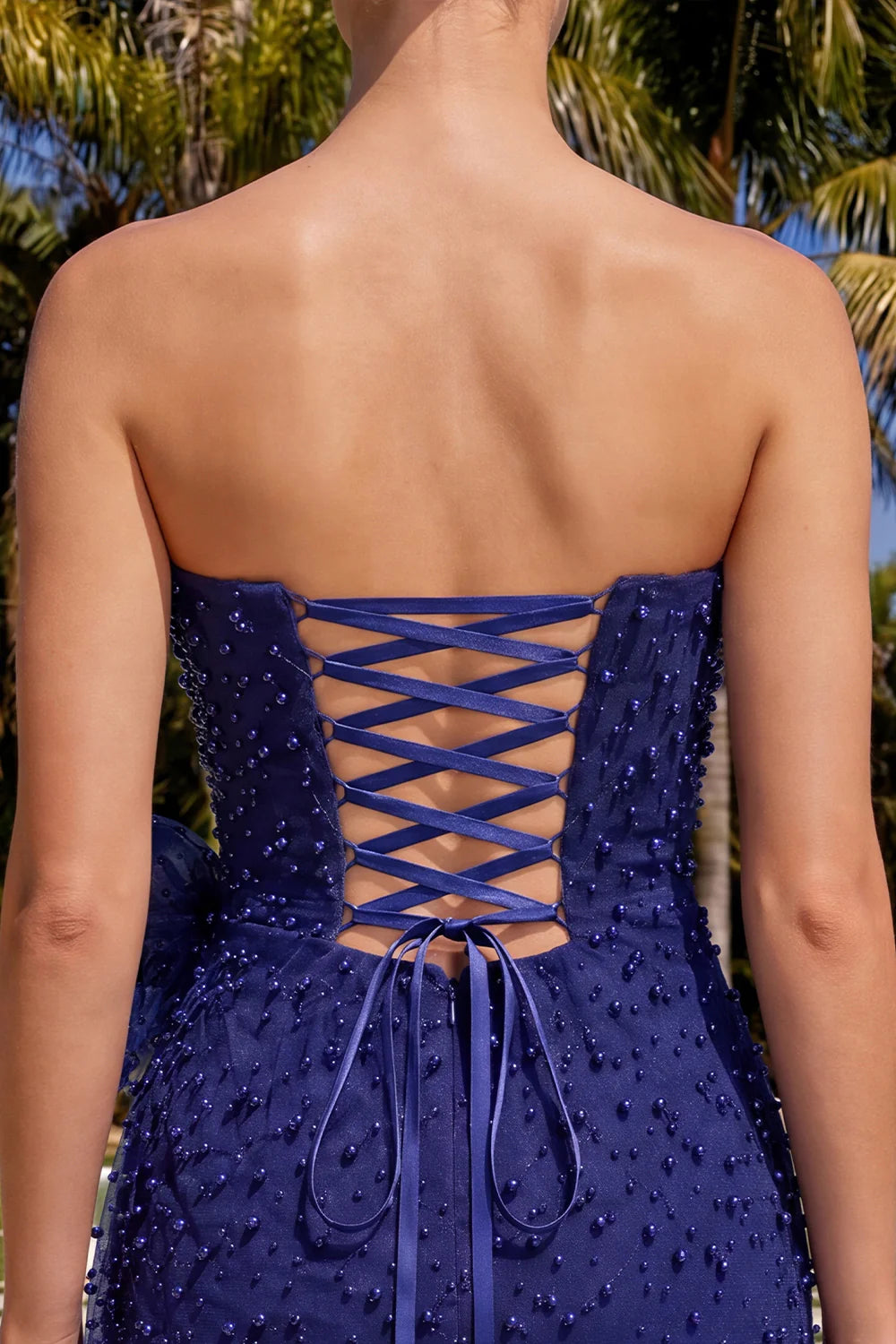 Lilac Bodycon Beaded Strapless Short Homecoming Dress