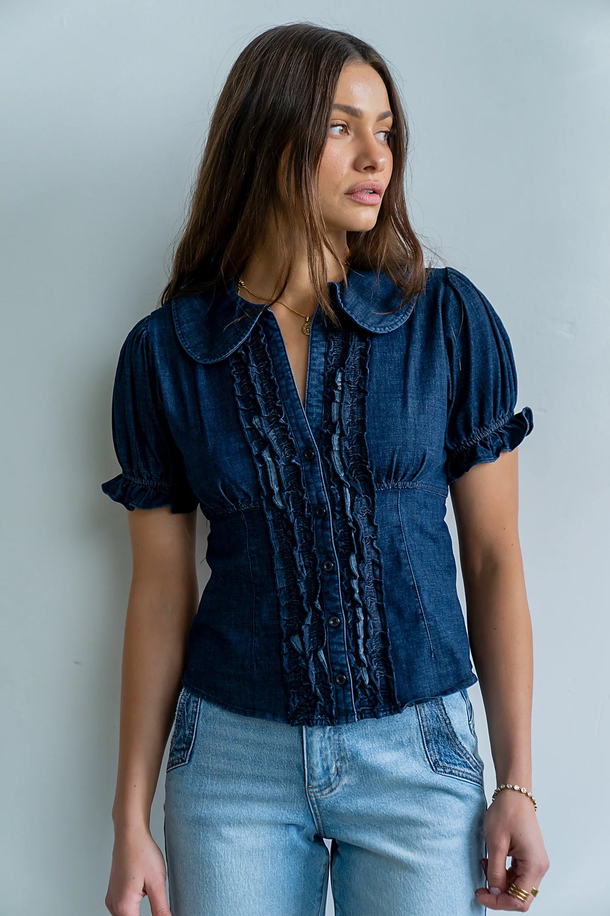 Charlie Button Up in Dark Wash