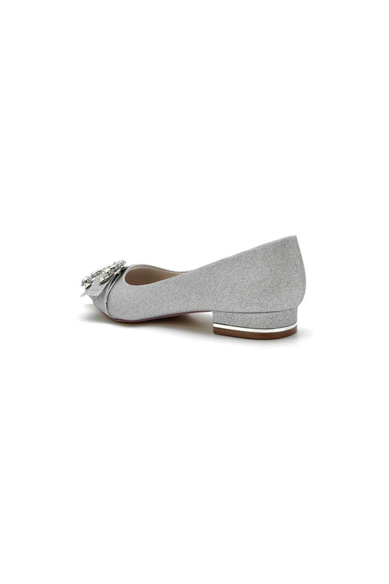 Crystal Buckle Sequin Pointed Toe Flats