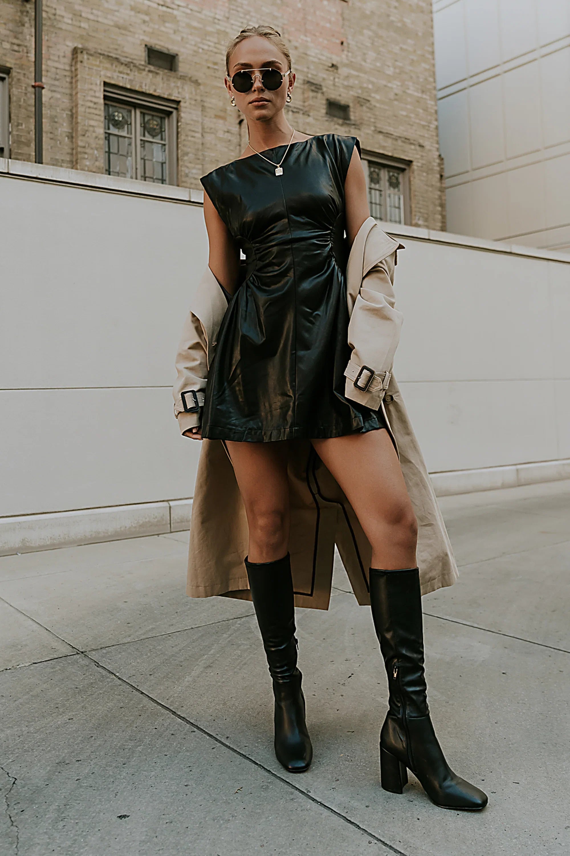 Xiomara Vegan Leather Mini Dress FINAL SALE
